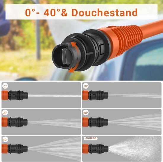 Luxe Hogedrukreiniger - Auto - Hogedrukspuit - Terrasreiniger - Met Accu - Draadloos - Draagbare Hogedrukreiniger - Inclusief Accessoires - Oranje van Nimideen — afbeelding 4