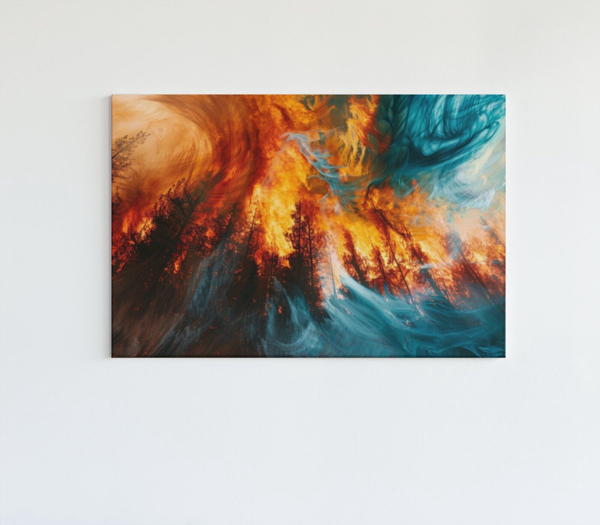 Trendex Global Canvas Schilderij - Abstract - Grote Brand - 150x100x2 cm Meerkleurig