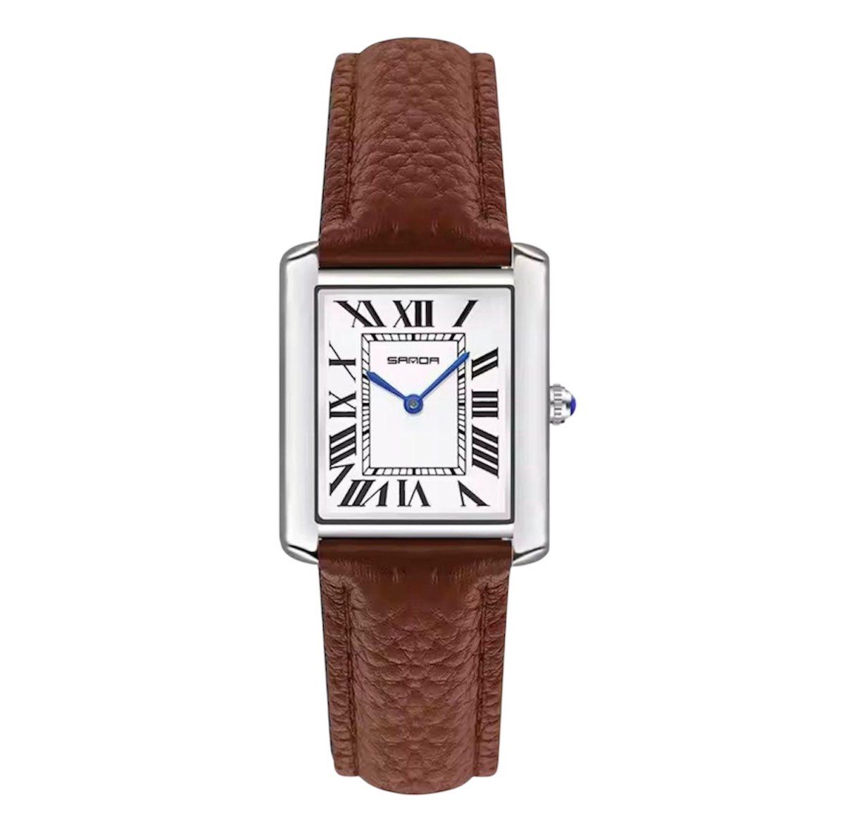 Geduo - Luxe HerenHorloge - Polshorloge - Heren - Cadeau - Horloge - Geschenkdoos - Bruine Lederenband - Mannen - Zilver en Wit - Luxe Doos