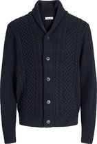 Bollrllr Heren Sjaalkraag Vest Trui Slim Fit Kabel Gebreide Knop Merino Wol Trui, Donkerblauw, XXL