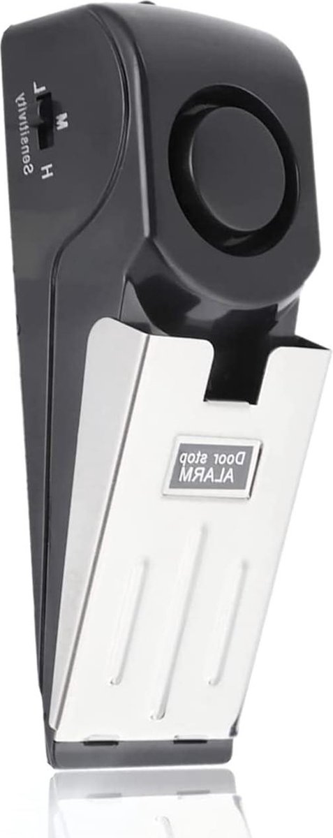 Deurstop Alarm - Beveiligingssysteem Wig - Reisbeveiliging - Instelbare Gevoeligheid - 120 Decibel - Zwart