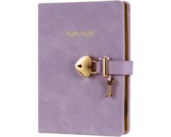 foto van Victoria's Journals - Dagboek met slot, sleutel en geschenkdoos - Hush-Hush My Secret Diary w/ Heart Lock - Luxe Vegan Leer Dagboek - Notitieboek A5 Hardcover - 320 Pagina's Premium Papier - 13x18 cm - Lila