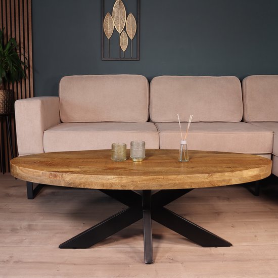 Table basse ovale en manguier 130cm Jimmy marron clair