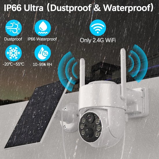 Rustive Beveiligingscamera - met Wifi en App - 4 Mp - 128G opslag - Batterij op Zonnepaneel - Nachtzicht - Camera voor Buiten - Wit van Rustive — afbeelding 2