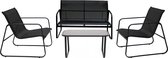 Bol.com Infinity Goods Tuinset - Loungeset - Tuinmeubelen - Tuinbank - Tuinstoelen - Tuintafel - Glazen blad - 4 Persoons - Zwar... aanbieding