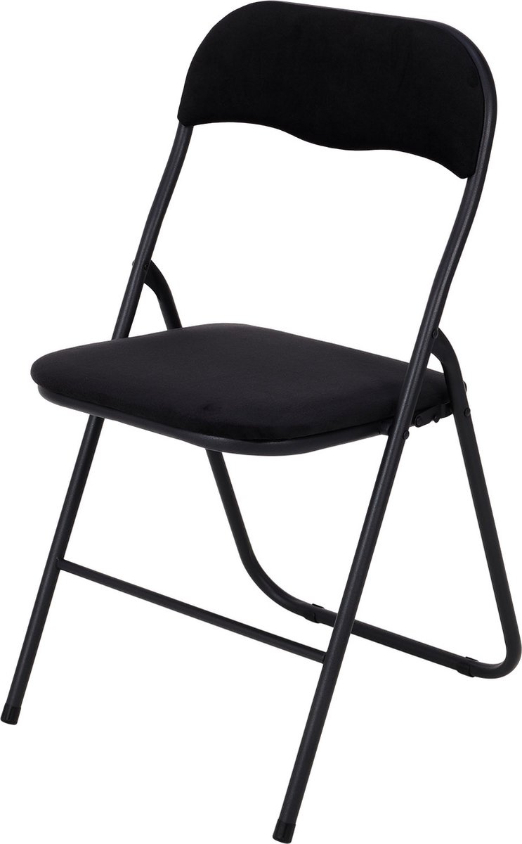 Infinity Goods Klapstoel - Vouwstoel - Fluweel - Eettafelstoel - Opklapbare Stoel - 43 x 47 x 80 CM - Stoel - Zwart 1 Zwarte stoel