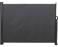 Infinity Goods Verstelbaar Windscherm – 300 x 160 cm – Uitrekbaar – Inrolbaar – Zonnewering – Buitenruimtes, Strand, Patio, Balkon, Camping - Beschutting – Zijkant Luifel – Weerbestendig - Antraciet