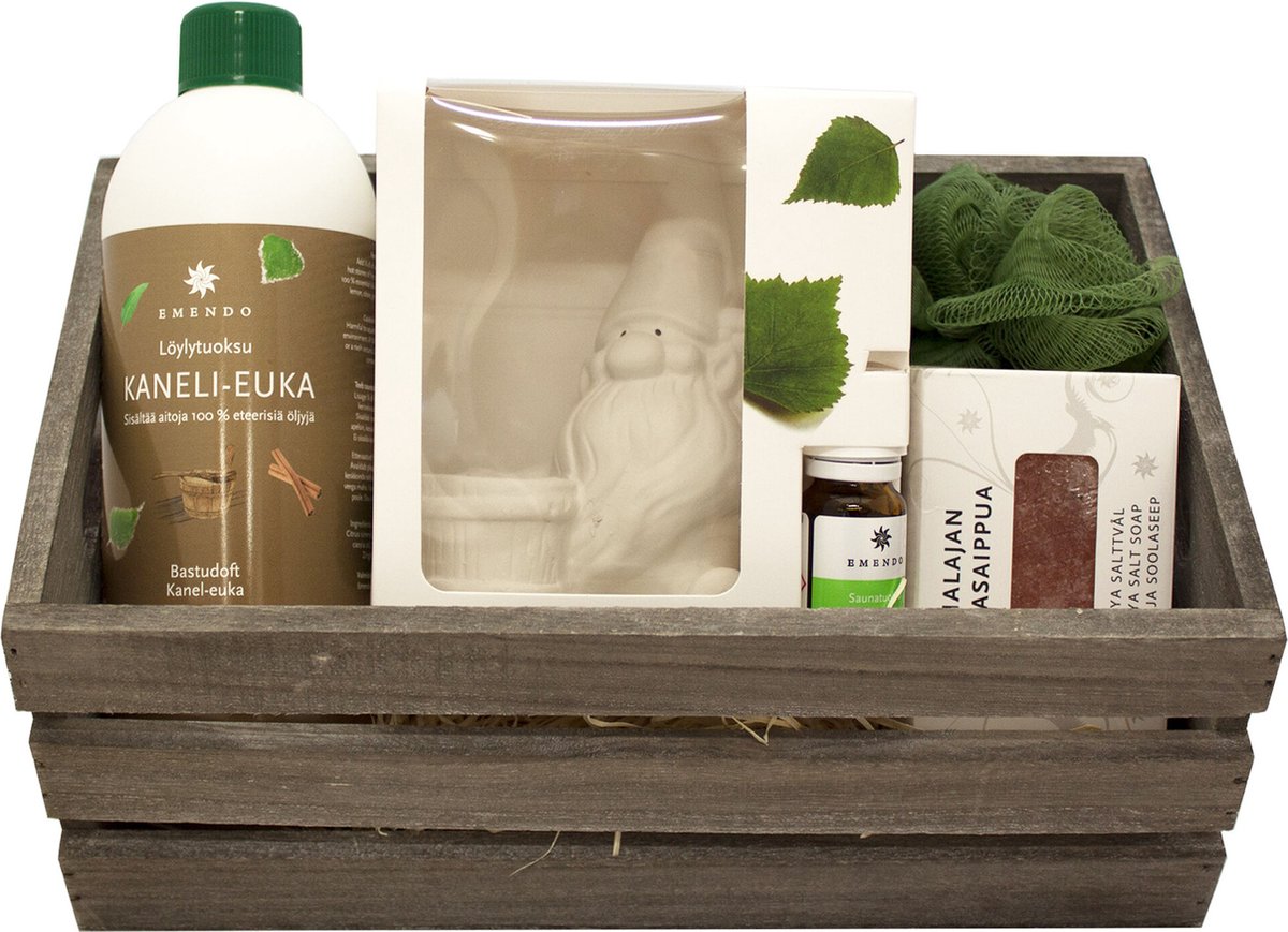 Goedkoopste Emendo geschenkmand - Sauna geur en zeep set