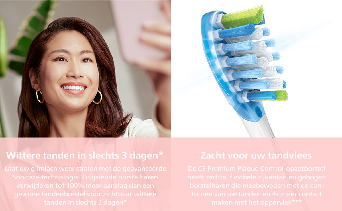 Afbeelding 3 van Philips Sonicare DiamondClean 9000 - Elektrische tandenborstel - Roze/Wit - Ombre - HX9911/84