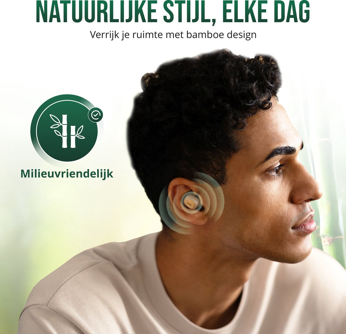 House of Marley Smile Jamaica TWS Draadloze oordopjes - Bluetooth - 14 uur Batterijduur - Met Microfoon - Oortjes Draadloos - Gemaakt van Duurzame Materialen - Cream – foto 3