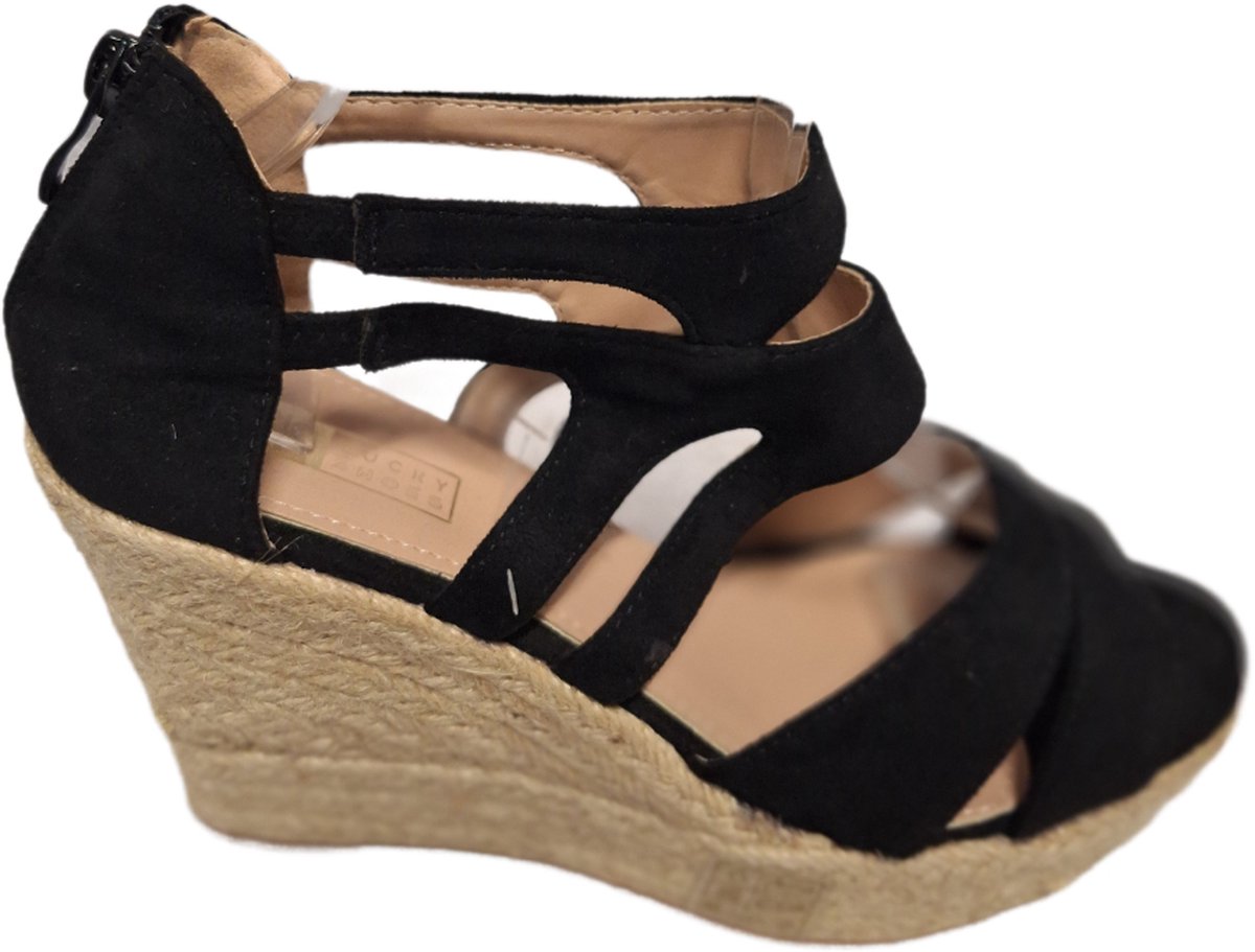 LUCKYSHOES-ESPADRILLE-SLEEHAK-3CM PLATEAU-SUEDELOOK-40