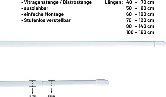 Intensions uitschuifbare gordijnroede zwart 110-200 cm