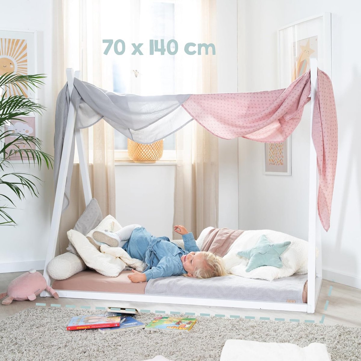 Montessori Kinderbed in Tentvorm met FSC-gecertificeerd Hout voor Spelen en Dromen