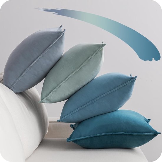 Topfinel Kussensloop van fluweel, kussenhoes voor sofakussen, sierkussen, decoratie voor bank, slaapkamer en woonkamer, zacht kleurverloop, set van 4 kussenslopen, 40 x 40 cm, groen
