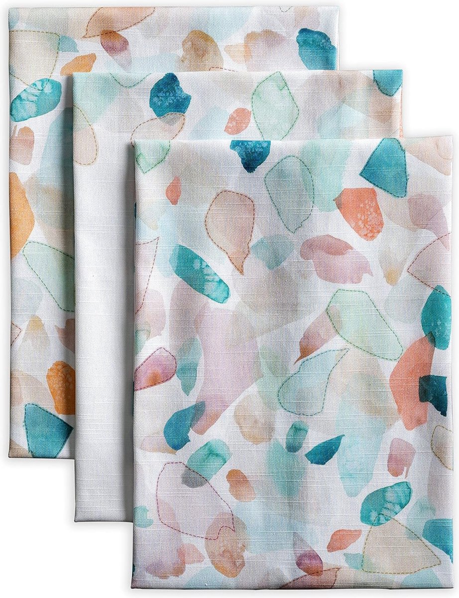 Theedoek, 100% katoen, set van 3, paaskeukendoek, zeer absorberend, multifunctioneel, voor thuis, bruiloft, restaurant, zomerpicknick, lente/zomer (50 cm x 70 cm)