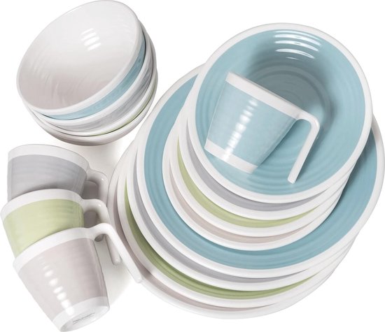 Moritz Camping tafelservies van melamine voor 4 personen, 16-delig