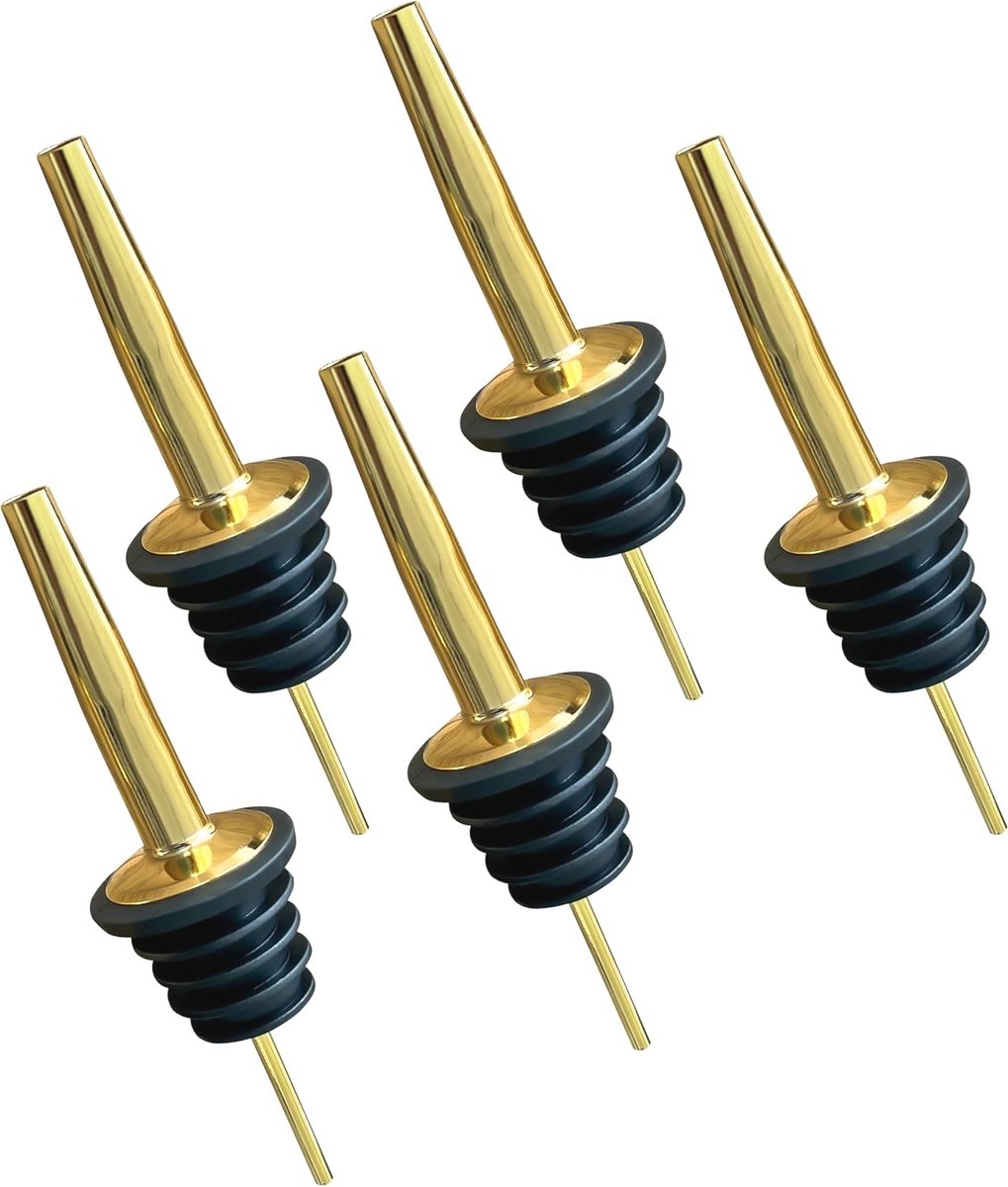 Gouden Schenktuiten - Bar Accessoires - Nauwkeurig Schenken - Druppelvrije Controle - 5 Stuks - Goud