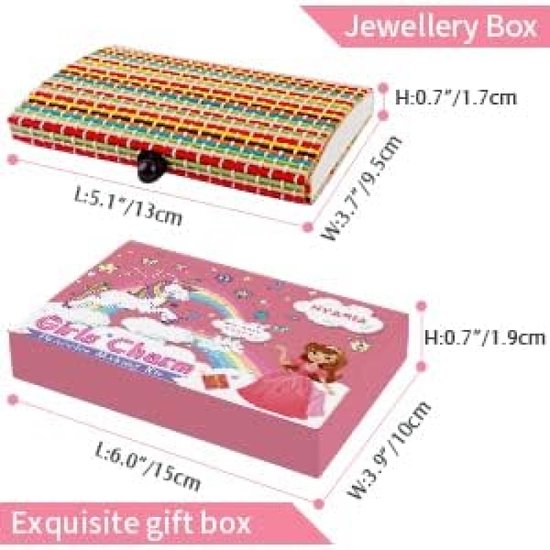 HYASIA Eenhoorn Armbanden Maakset Voor Meisjes – 3 Verstelbare Kettingen, 15 Glaskralen, 20 Bedels, 15 Bengelbedels, In Opbergdoos, Perfect Voor Creatief Sieraden Maken (7-10 Jaar)