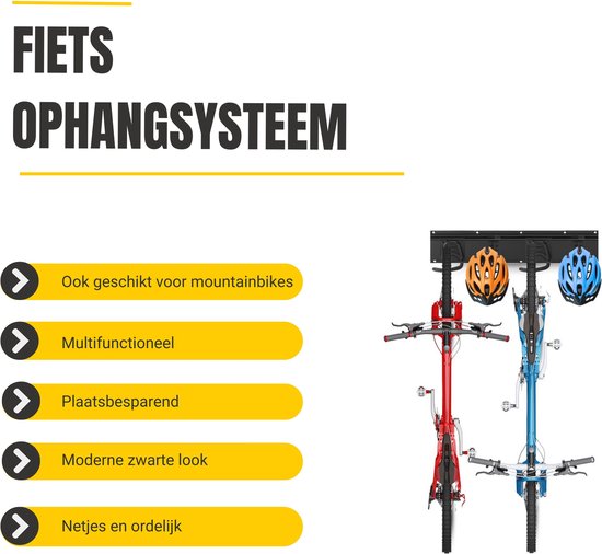 SODEAL Luxe Fiets Ophangsysteem - Fietshaak - Fiets Ophangbeugel - Muurbeugel Fiets - Fietsenrek - Fietsbeugel - 2 Fietsen van sodeal — afbeelding 2