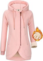 Xnova Dames oversized hoodie teddy fleece winterjassen cardigan met volledige ritssluiting, capuchon, lange mouwen, warme sherpa-jas met zakken, fuzzy effen tops, Zwart, M