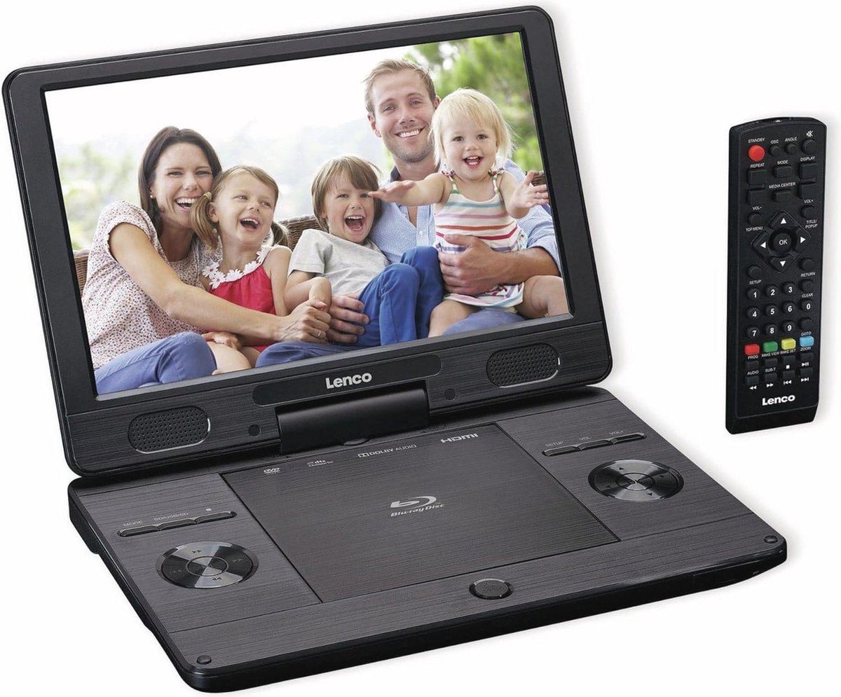 Draagbare Blu-Ray DVD-speler met 11,5" draaibaar TFT-scherm - Ideaal voor onderweg - HDMI, USB & Accu