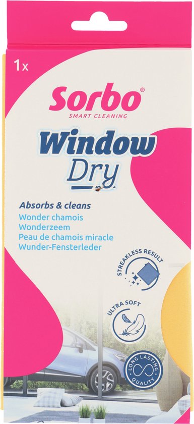 Sorbo Wonderzeem Geel – Zachte & Soepele Zeem – Streeploos Droogresultaat – Voor Ramen & Auto – 38x40cm