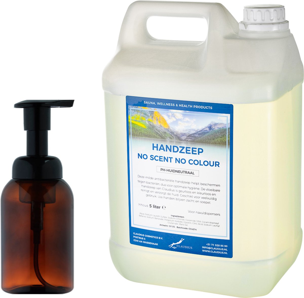 Goedkoopste Zeepdispenser 300 ml amber bruin hervulbaar 5 liter Handzeep No Scent, No Colour navulling