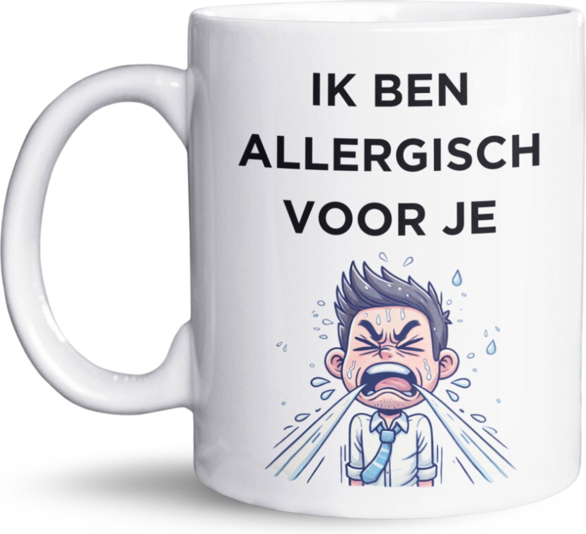 NietMokken.nl - Humoristische mok 325 ml - Ik ben allergisch voor je - Grappige Beker - Theetas - Magnetronbestendig - Vaatwasbestendig - Aan beide zijden bedrukt - Leuk cadeau voor vrienden - Originele mok - Humor beker - 11 oz - Cadeau beker