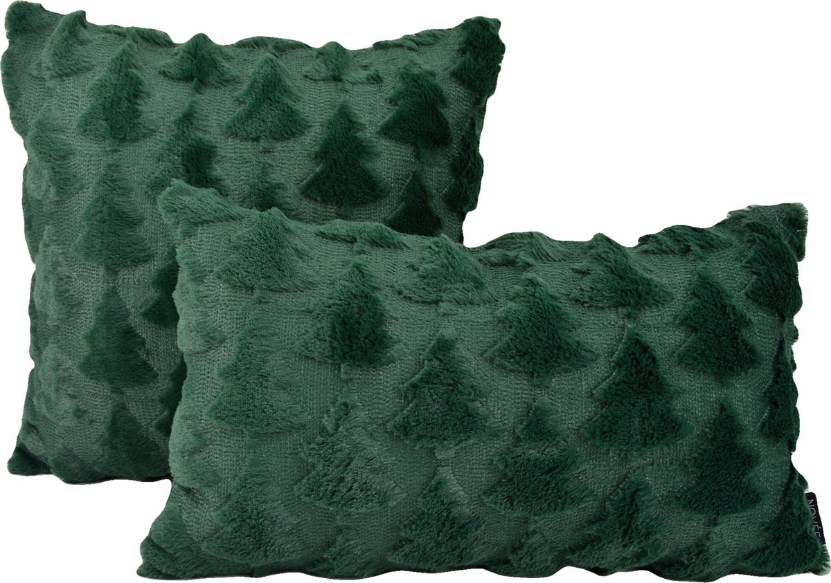 Kerst Furry XMAS Tree Groen Kussenhoes | 45 x 45 cm | Polyester – foto 5