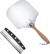 Pelle à Pizza En Aluminium 12 Pouces Avec Manche Pliable En Bois - Spatule Pizza Acier Inoxydable 61x30.5cm Pour Four Intérieur Et Extérieur