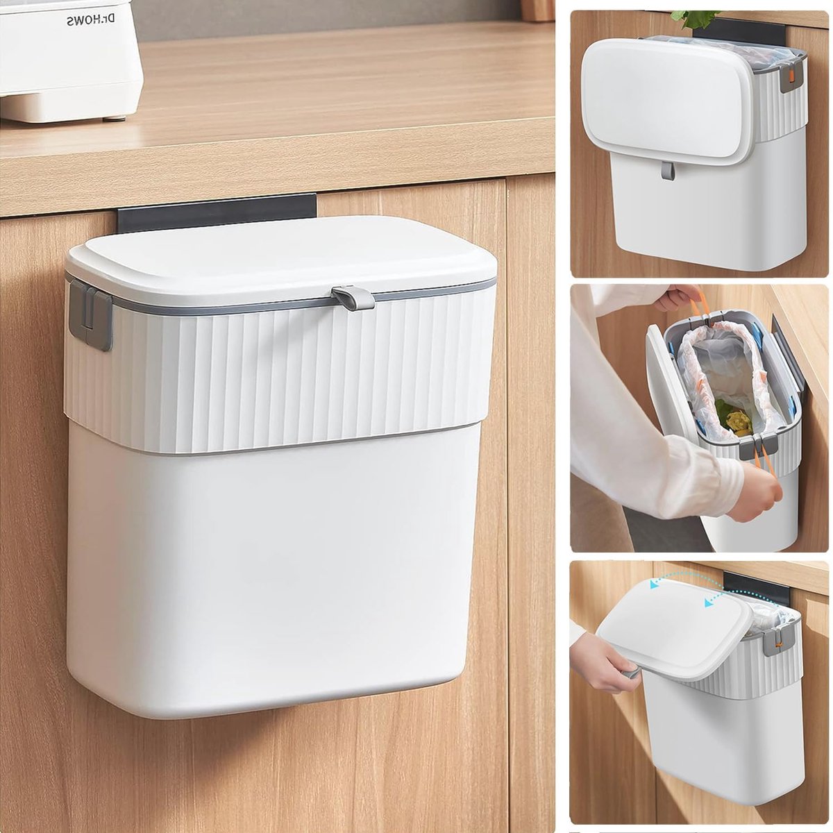 Goedkoopste Hangen Vuilnisemmer met Deksel 9L - Kleine Afvalemmer voor Keuken, Badkamer en Caravan - Wandmontage