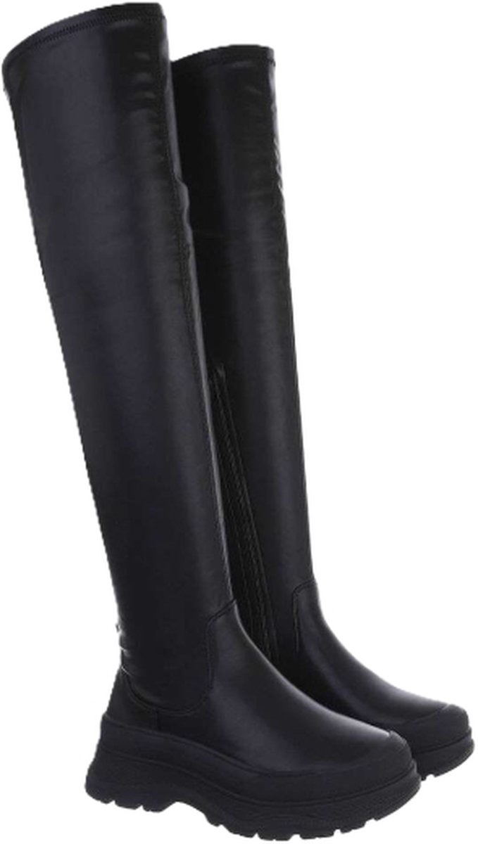 Dilena fashion overknee laarzen leder zwart