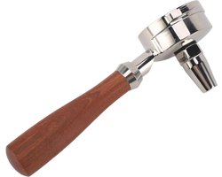 Koffieportafilter 58 mm Met Afneembare Bodem van Roestvrij Staal en Houten Handvat