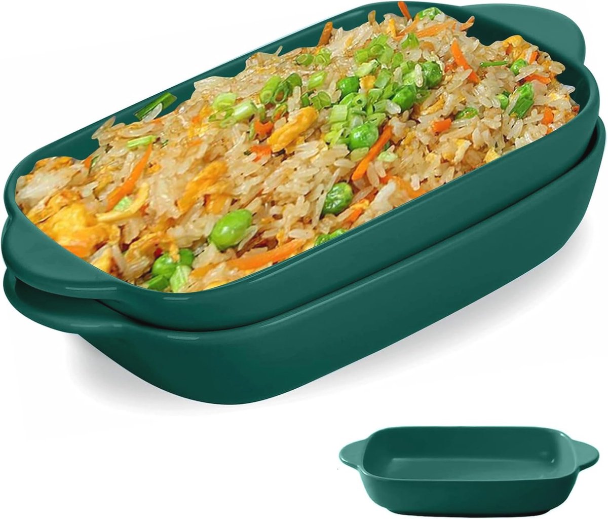 Set van 2 Ovenschalen van Keramiek - Hittebestendige Rechthoekige Bakvormen voor Lasagne en Gourmet Eten (23 x 13 cm)