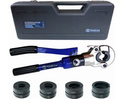 ToolLine® - Perstang U-set (hydraulisch) - 4 gehard stalen U16 - U20 - U25 - U32 persbekken - Perstang waterleiding - Perstang geschikt voor VSH Multipress - Perstang voor persfitting - Perstang loodgieter - Krimptang