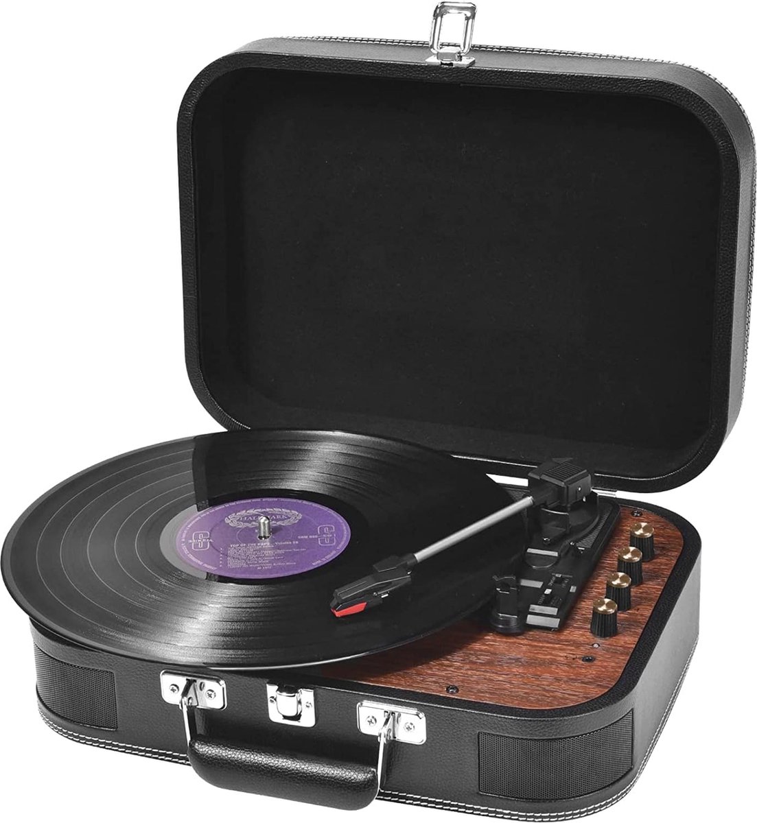 Draaitafel met Bluetooth, vinyl platenspeler, digitale encoder, ingebouwde stereo luidsprekers, 3 snelheden (33/45/78 rpm)