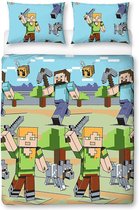 Minecraft Adventures Dekbedovertrek - 2-Persoons - 200x200 cm - Microvezel - Omkeerbaar - Inclusief Kussenslopen