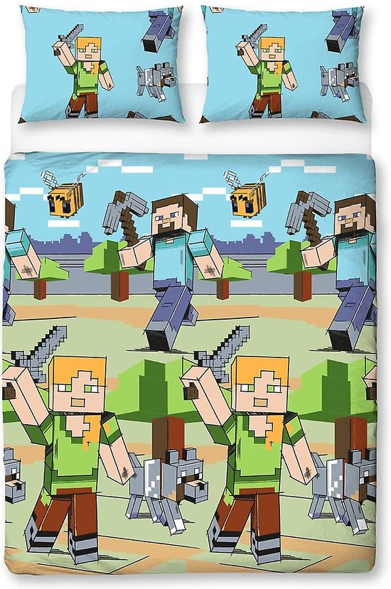 Minecraft - Dekbedovertrek - Pixel - Eenpersoons
