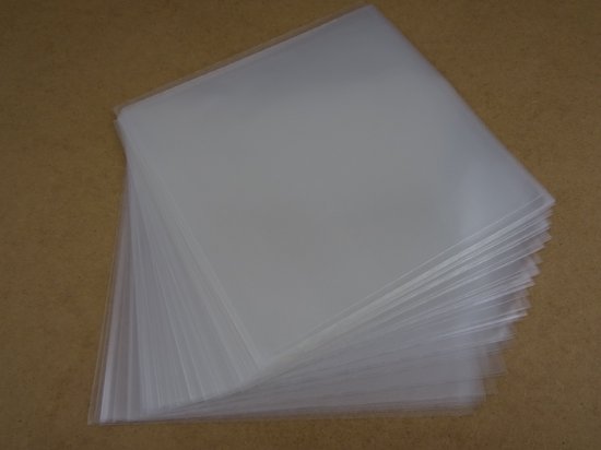 100 LP BUITENHOEZEN GLASHELDER STANDAARD DIKTE 90 micron (GOEDE KWALITEIT, 0.09mm dik) - hoes, lp hoezen, sleeve, outer sleeves, beschermhoes, buitenhoes, buiten, transparant, plastic, platenhoezen, maxi-singles, lps vinyl platen, 12
