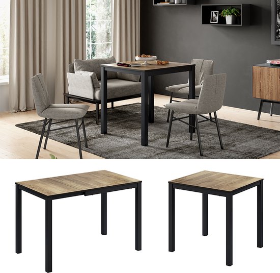 Vicco Eettafel Karlos 140cm Antraciet/Eiken kopen