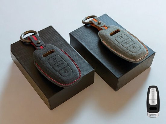 Housse de clé de voiture en Alcantara pour Audi Q8 Rsq8 A6 C8 S6 Rs6 A7 S7 Rs7 A3 8y A8 D5 4n Rs E-Tron Gt Q4 Q7 4M Zwart