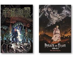 Jujutsu Kaisen poster & Attack On Titan poster set - Set van twee verschillende posters - manga - anime - Japans - Wanddecoratie - 61 x 91.5 cm
