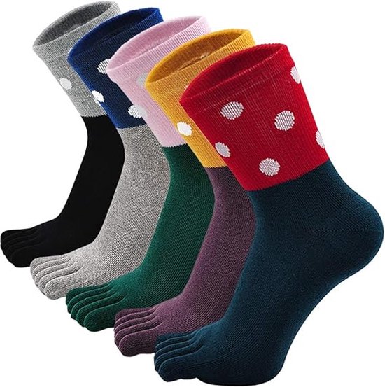 5 paar teensokken voor dames, ademend katoen, teenslippers voor dames