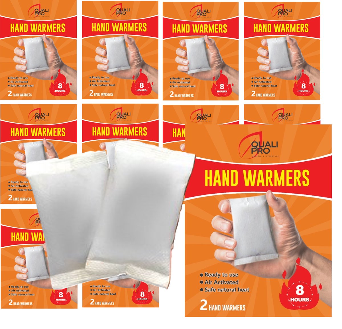 Goedkoopste Qualipro® Handenwarmer 20 Stuks - 8 Uur Verwarmde Handschoenen - Handverwarmer Wintersport & Outdoor - Verwarming Handmoffen Scooter - Warmte Pads - 20x Handwarmers Fiets