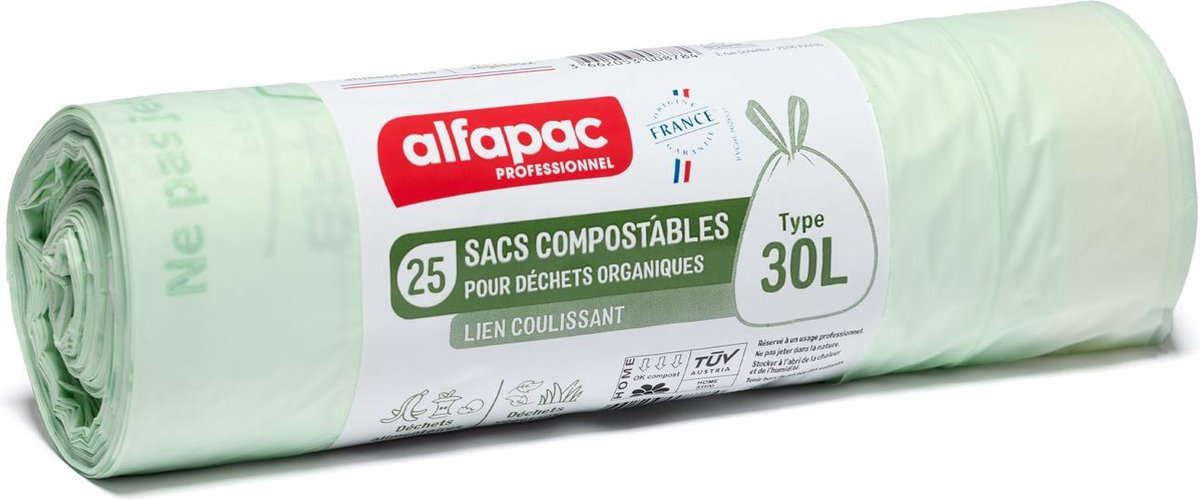 Goedkoopste Biozakken 30 liter - 75 stuks - 25 zakken per rol - Composteerbaar - GFT afvalzakken - 15 micron sterkte - 3 rollen