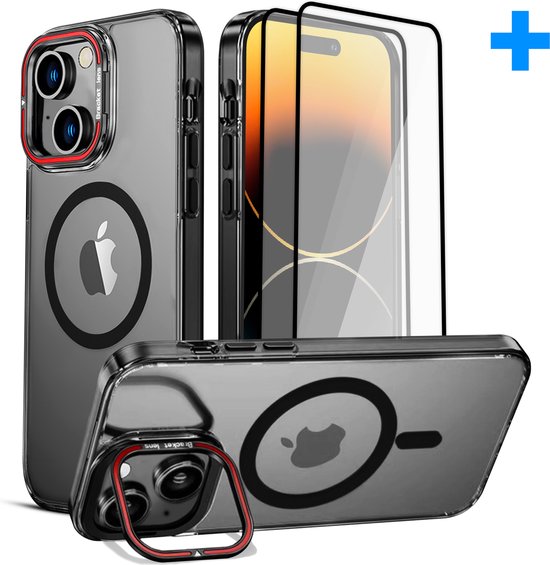Hoesje geschikt voor iPhone 14 Hoesje – Met 2 Screenprotectors – MagSafe Case – Met standaard