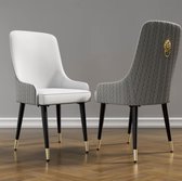 Chaises de salle à manger - Chaises de table à manger - Cuir synthétique - 2 pièces - Anneau de traction Lion doré - Grijs/ Wit - Pieds noirs