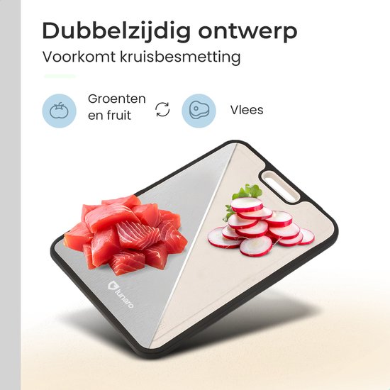 Lunaro Titanium Snijplank Dubbelzijdig - PFAS-vrij - Vermijd Microplastics - Met Raspdeel & Sapgeul - 39x27cm