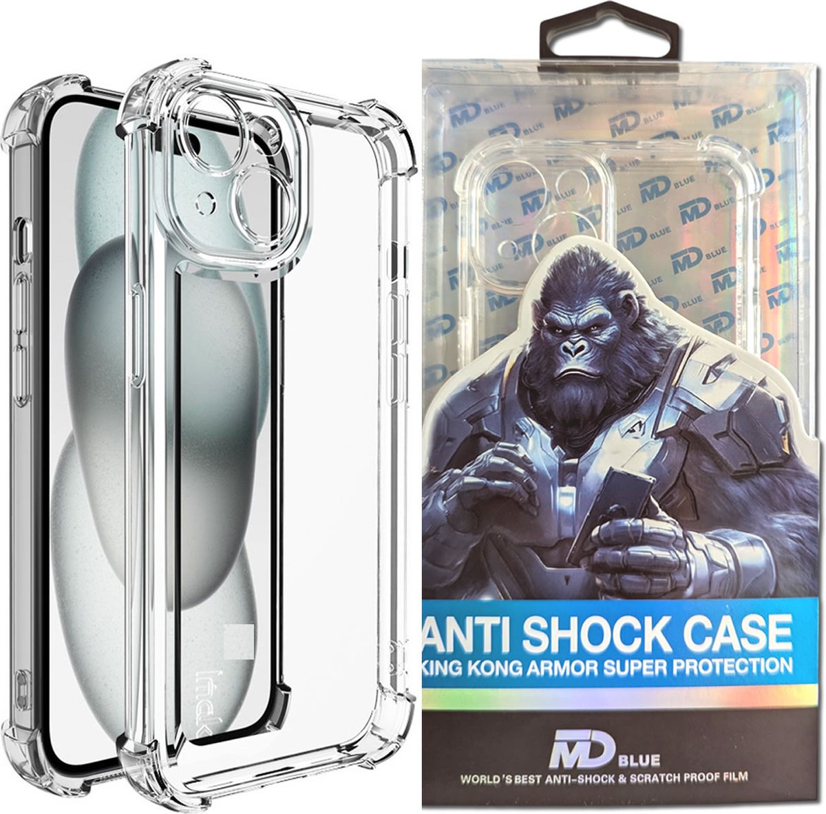Telefoon hoesje - Antishock -geschikt voor iPhone 15 – Harde Back Cover - Transparant