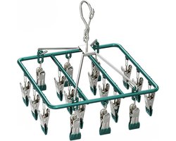 Sokkendroger - Wasknijpers - 18 knijpers - Rechthoek - Sokkenhanger - Sokken droogrek - Droogrek - Wasrek - Droogcarrousel - Droogcarrousel met knijpers - Sokken - Ondergoed - Bh’s